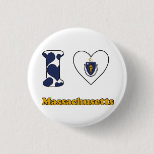 Badge Rond 2,50 Cm J'aime Massachusetts