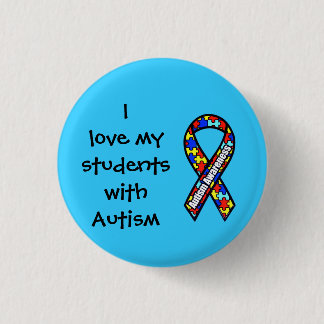 Badge Rond 2,50 Cm J'aime mes étudiants avec l'autisme