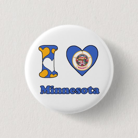 Badge Rond 2,50 Cm J'aime Minnesota (Devant)