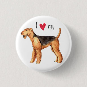 Badge Rond 2,50 Cm J'aime mon Airedale