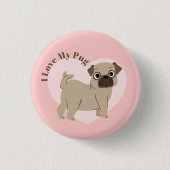 Badge Rond 2,50 Cm "J'aime mon Carlin" (Devant)