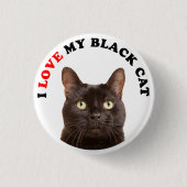 Badge Rond 2,50 Cm J'Aime Mon Chat Noir (Devant)