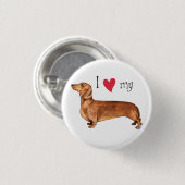 Badge Rond 2,50 Cm J'aime mon Dachshund (Devant & derrière)