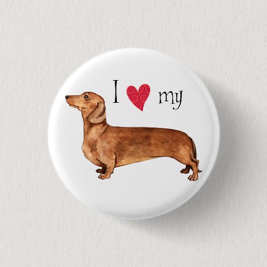 Badge Rond 2,50 Cm J'aime mon Dachshund (Devant)