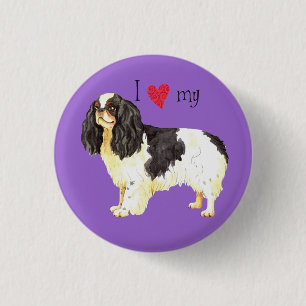 Badge Rond 2,50 Cm J'aime mon Français Toy Spaniel