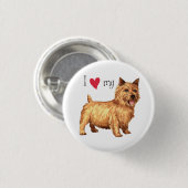 Badge Rond 2,50 Cm J'aime mon Norwich Terrier (Devant & derrière)