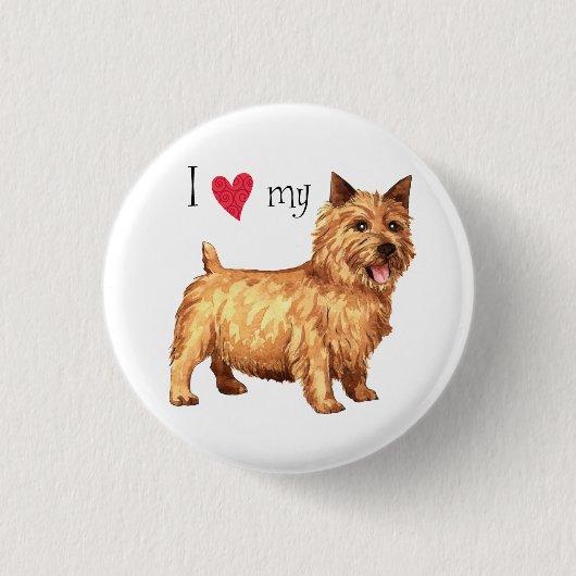 Badge Rond 2,50 Cm J'aime mon Norwich Terrier (Devant)