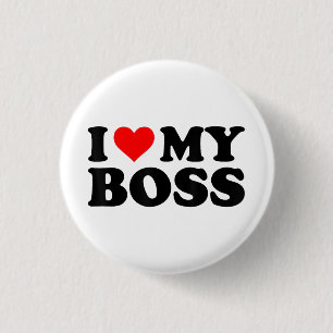 Badge Rond 2,50 Cm J'Aime Mon Patron Funny Red Heart Boss Je Coeur Me