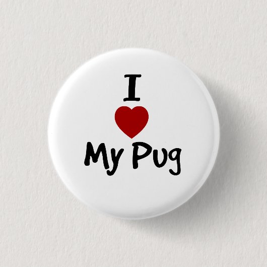 Badge Rond 2,50 Cm J'aime mon Pug (Devant)
