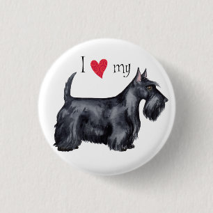 Badge Rond 2,50 Cm J'aime mon Scottie
