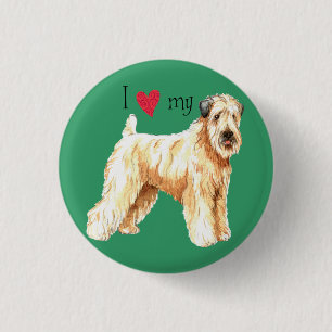 Badge Rond 2,50 Cm J'aime mon Terrier blond comme les blés enduit