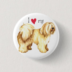 Badge Rond 2,50 Cm J'aime mon Terrier tibétain