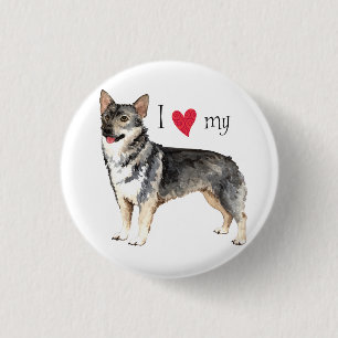 Badge Rond 2,50 Cm J'aime mon Vallhund suédois
