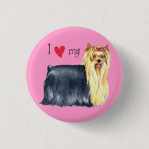 Badge Rond 2,50 Cm J'aime mon Yorkie