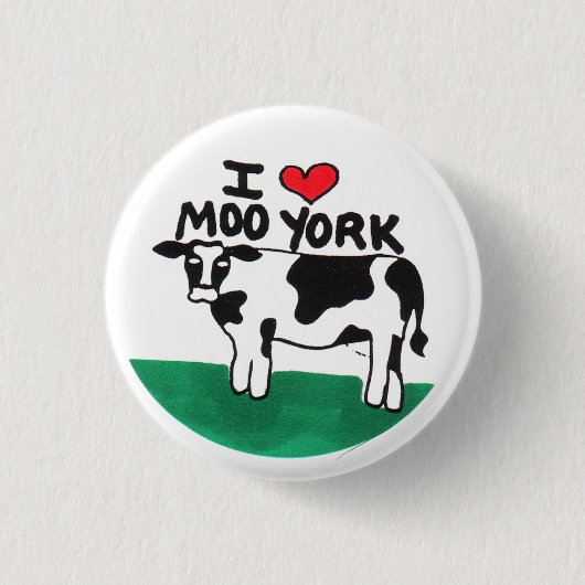 Badge Rond 2,50 Cm J'aime MOO York (Devant)