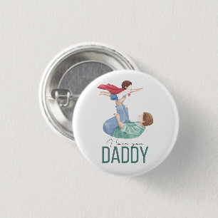 Badge Rond 2,50 Cm J'aime Papa Super-héros Père et Enfant Bouton