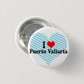 Badge Rond 2,50 Cm J'aime Puerto Vallarta, Mexique (Devant & derrière)