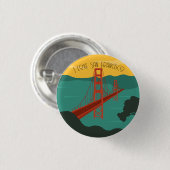 Badge Rond 2,50 Cm J'aime San Francisco - Golden Gate Bridge (Devant & derrière)