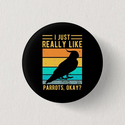Badge Rond 2,50 Cm J'Aime Vraiment Les Perroquets (Devant)