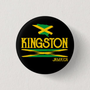 Badge Rond 2,50 Cm Jamaica Proud Jamaicans Rasta Reggae Kingston