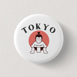Badge Rond 2,50 Cm Japon Sumo Tokyo - Fils du Soleil Blanc