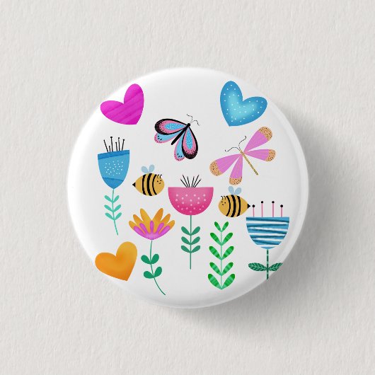 Badge Rond 2,50 Cm Jardin des abeilles heureuses (Devant)