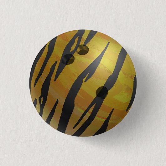 Badge Rond 2,50 Cm Jaune de tigre de boule de bowling (Devant)