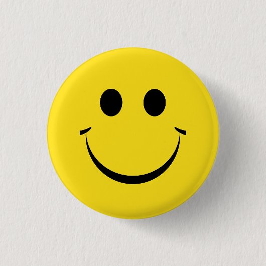 Badge Rond 2,50 Cm Jaune Joyeux Visage Anniversaire mignon (Devant)