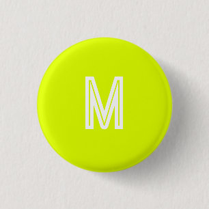 Badge Rond 2,50 Cm jaune néon - ajoutez un monogramme