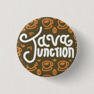 Badge Rond 2,50 Cm Java Junction Café et Bouton de haricot Brown