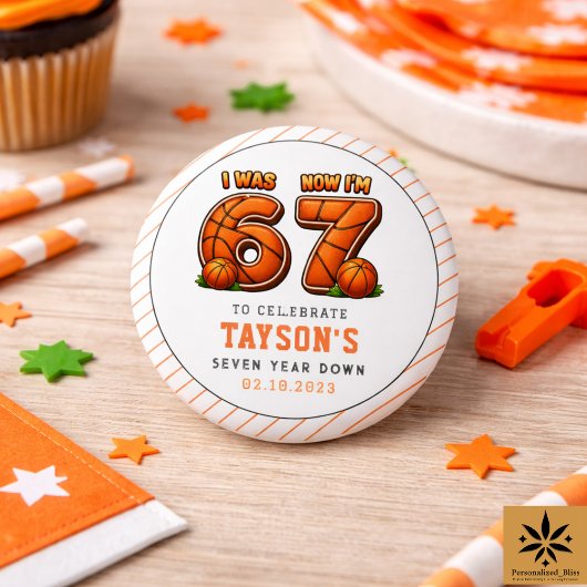 Badge Rond 2,50 Cm J'avais 6 ans, maintenant j'ai 7 ans Basket-ball -