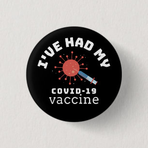 Badge Rond 2,50 Cm J'avais My Covid 19 Vaccine Syringe Motif Noir