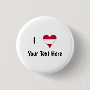 Badge Rond 2,50 Cm Je (Drapeau Autrichien Cœur Amour) Votre Texte