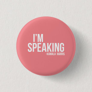 Badge Rond 2,50 Cm Je parle - Kamal Harris en rose