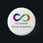 Badge Rond 2,50 Cm Je suis autiste, veuillez être patient<br><div class="desc">Je suis autiste,  veuillez être patient bouton</div>