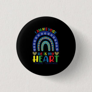 Badge Rond 2,50 Cm Je suis sa voix, il est mon cœur Sensibilisation à