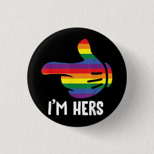 Badge Rond 2,50 Cm Je suis son couple lesbien arc-en-ciel drôle LGBT