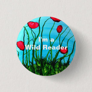 Badge Rond 2,50 Cm Je suis un lecteur sauvage - bouton azuré