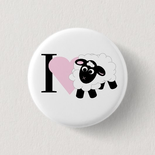Badge Rond 2,50 Cm Je t'aime mignon mouton de dessin (Devant)