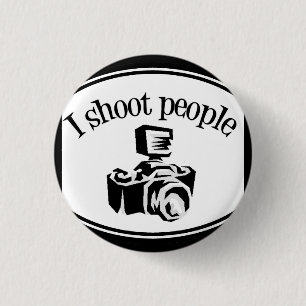 Badge Rond 2,50 Cm Je tire le rétro appareil-photo B&W de la
