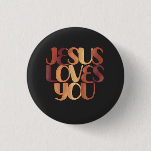 Badge Rond 2,50 Cm Jésus aime la typographie chrétienne Design
