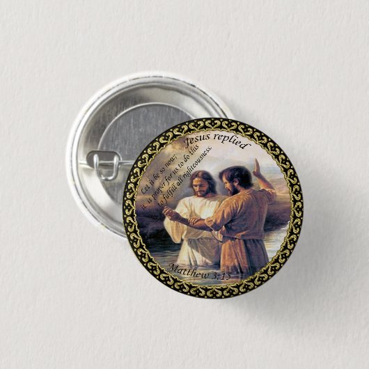 Badge Rond 2,50 Cm Jésus Christ Baptême image un (Devant & derrière)