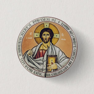 Badge Rond 2,50 Cm Jésus-Christ Pantocrator  dôme de l'Église