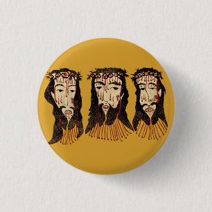 Badge Rond 2,50 Cm Jésus Christ Thorn Couronne Art populaire Peinture