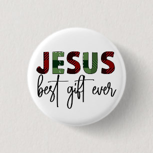 Badge Rond 2,50 Cm Jésus est le meilleur cadeau de Noël chrétien