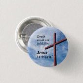 Badge Rond 2,50 Cm JÉSUS EST REPOSÉ Pâques (Devant & derrière)
