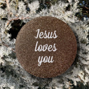 Badge Rond 2,50 Cm Jesus Love You Personnaliser Faux Parties scintill