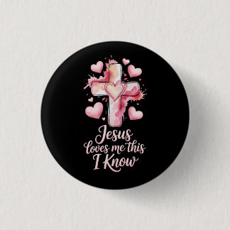 Badge Rond 2,50 Cm Jesus Loves Me Valentine Christian Button