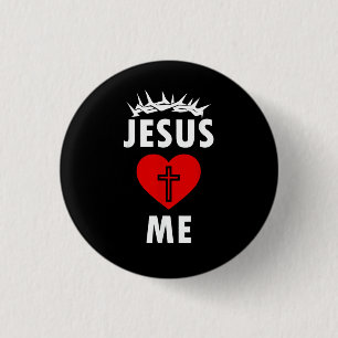Badge Rond 2,50 Cm Jésus m'aime chrétien religieux