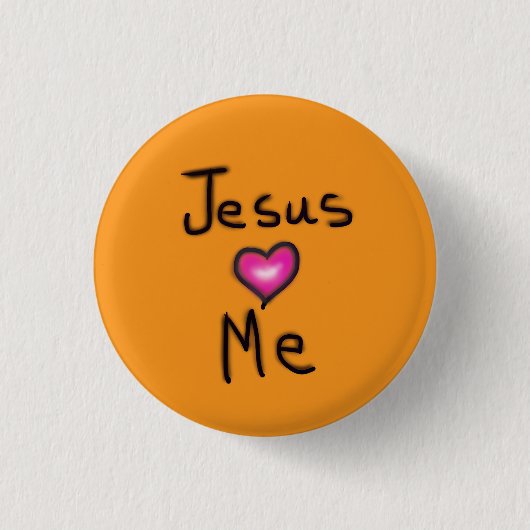 Badge Rond 2,50 Cm Jésus m'aime coeur rose (Devant)